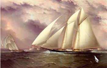 詹姆斯 E 巴特斯沃思 Schooner Racing off New York Harbor